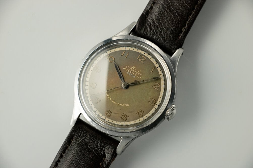 1940'S MIDO MULTIFORT EXTRA, GILT DIAL, 34MM, STEEL • Vintage